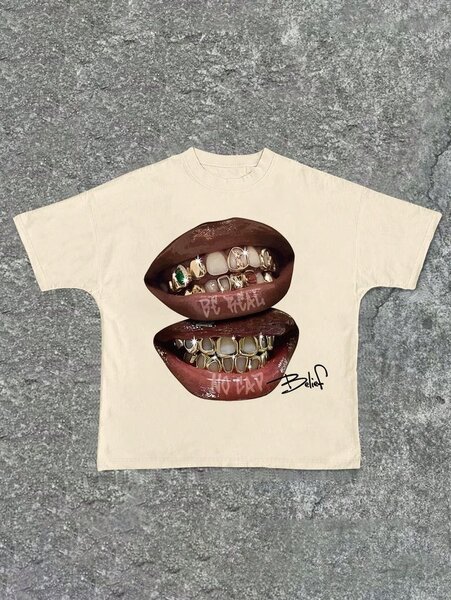 T-shirt imprimé lèvres tendance