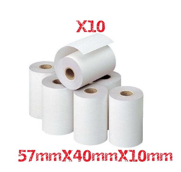 Rouleaur de 10 papiers Imprimante Thermique 57 X 40 X 12 Mm