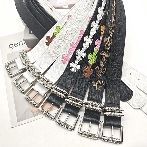 Ceintures en cuir pour femmes avec motif croix