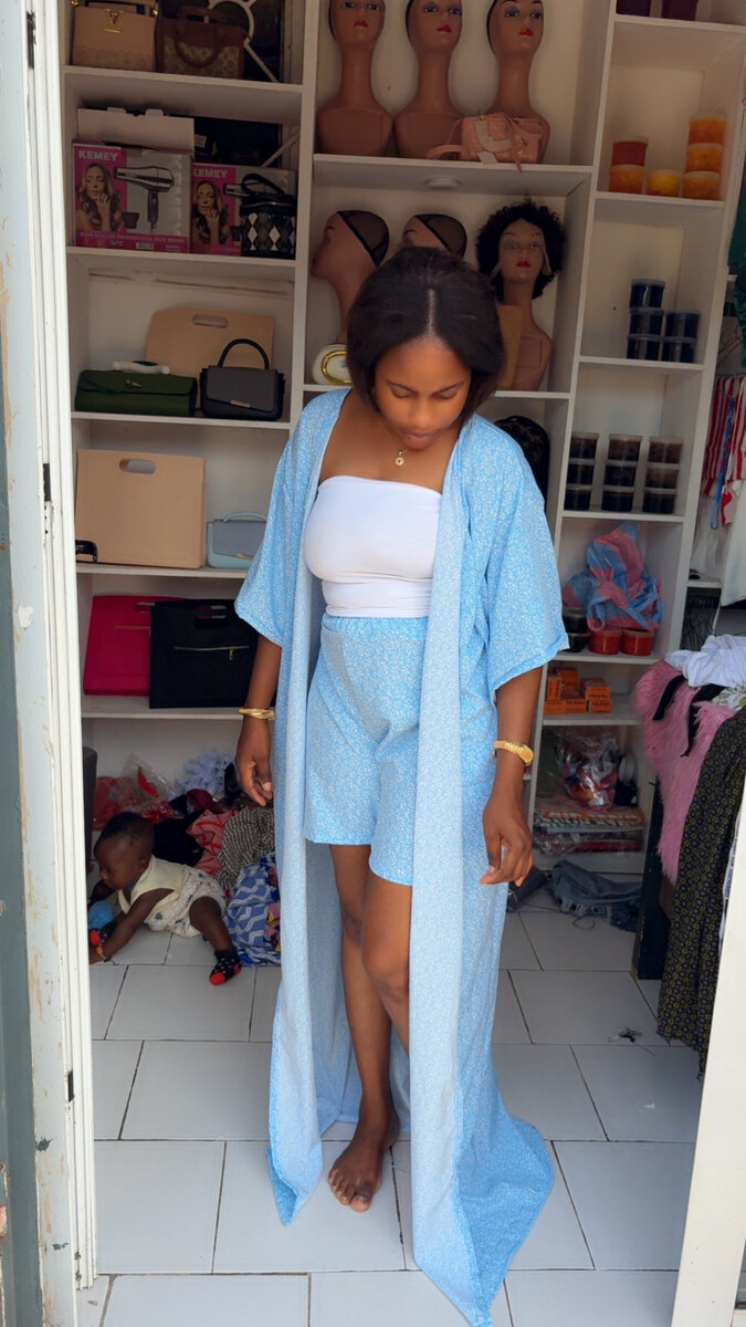 Kimono léger pour femme, bleu