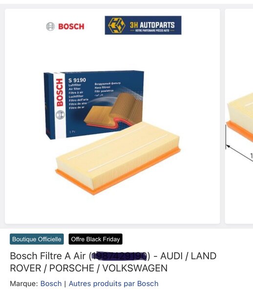 Filtre à Air Bosch S9190