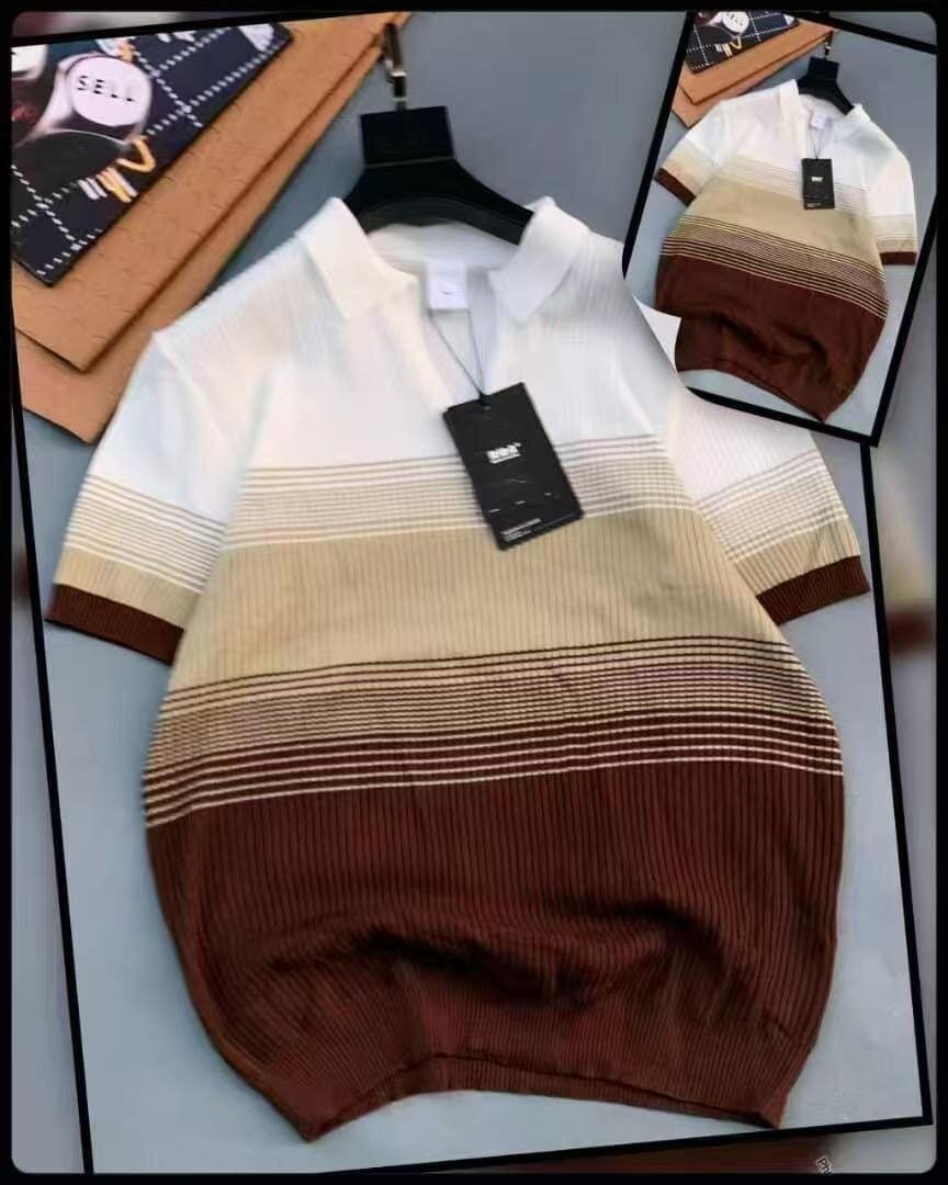 T-Shirt Polo à Rayures Décontractée