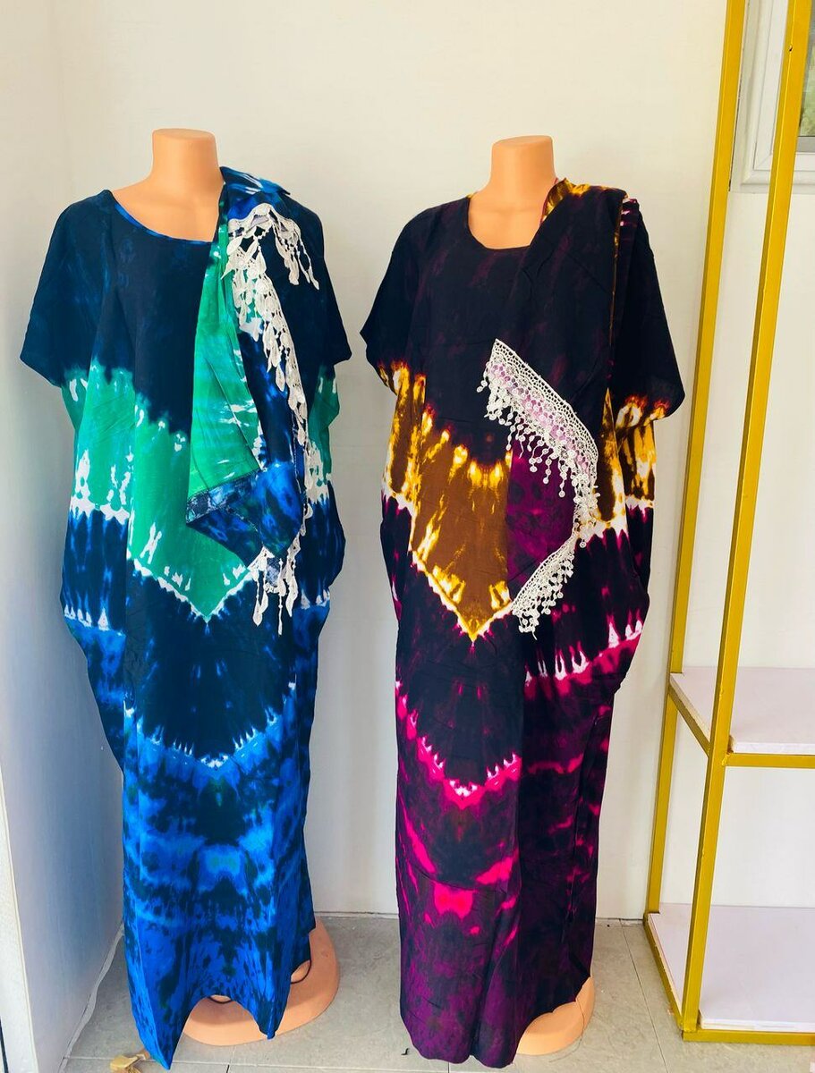 Long Bubu dress with pockets and scarf