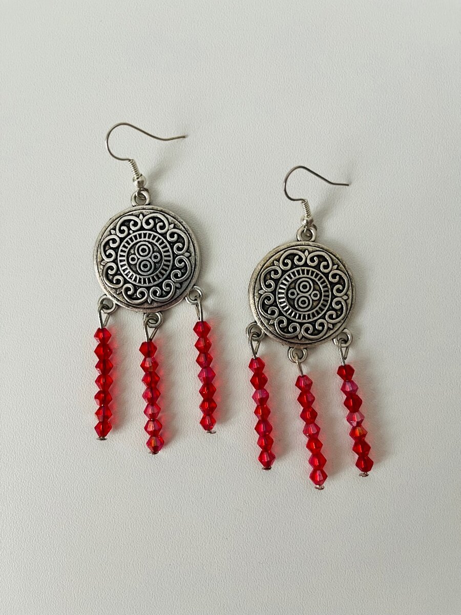 Серьги в этно стиле, ручной работы