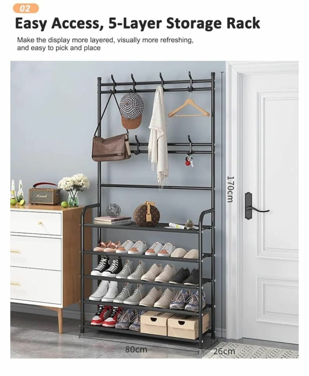 5 LAYERS 3-IN-1 MULTIFUNCTIONAL SHOE COAT RACK