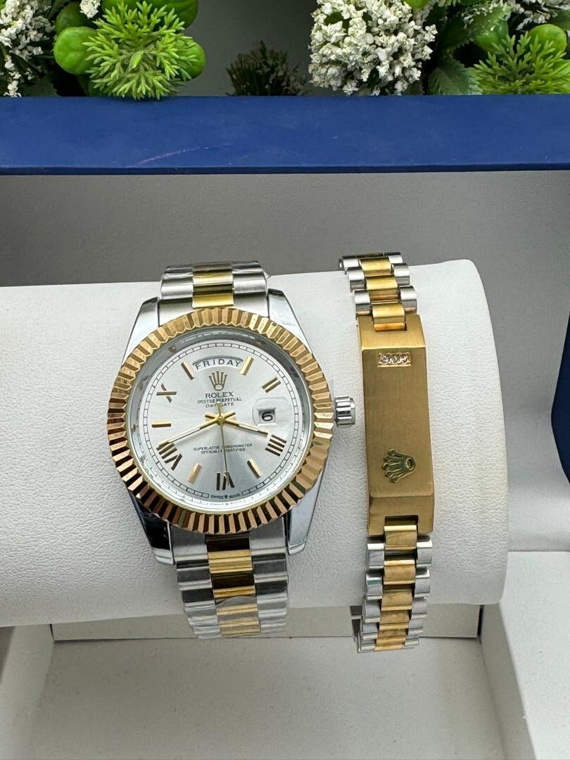 Silver and Gold Rolex Watch Set
