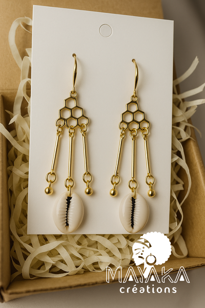Boucles d'oreilles coquillage dorées