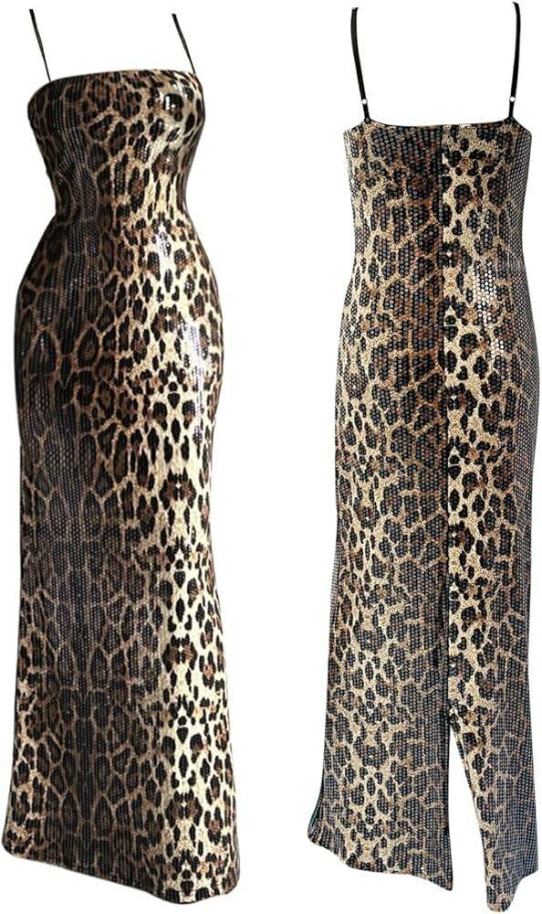 Robe longue léopard glamour