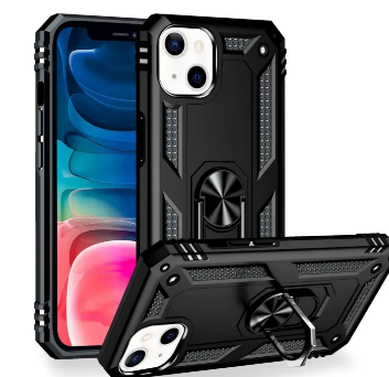 Military-Style Ring Case Compatible with iPhone 13 Mini Case, Extremely Protective Shockproof Robust Outdoor Case, 360° Ring for Stand Function & Car Holder, Hard Case & Silicone Cover