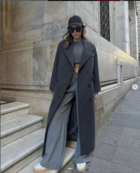 ПАЛЬТО Серое макси Оверсайз