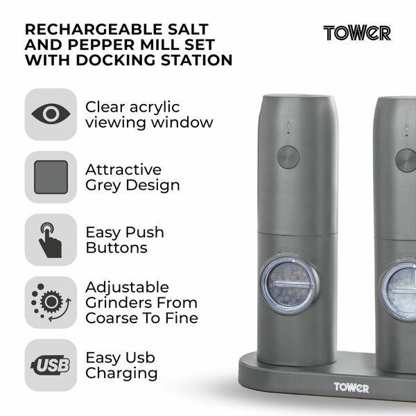 Tower rechargeable spice mill