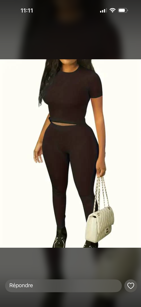 Ensemble Legging et Crop Top Marron