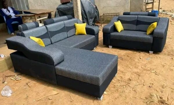 Canapé d'angle en cuir gris