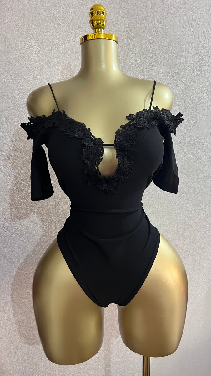 Body noir sexy dentelle