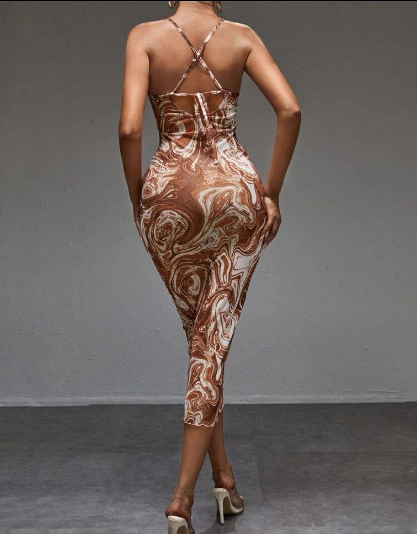 Robe moulante marbrée