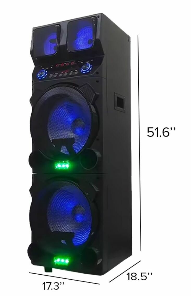 3000W 15" BLUETOOTH RECHARGEABLE DJ ACTIVE DOUBLE SPEAKER
