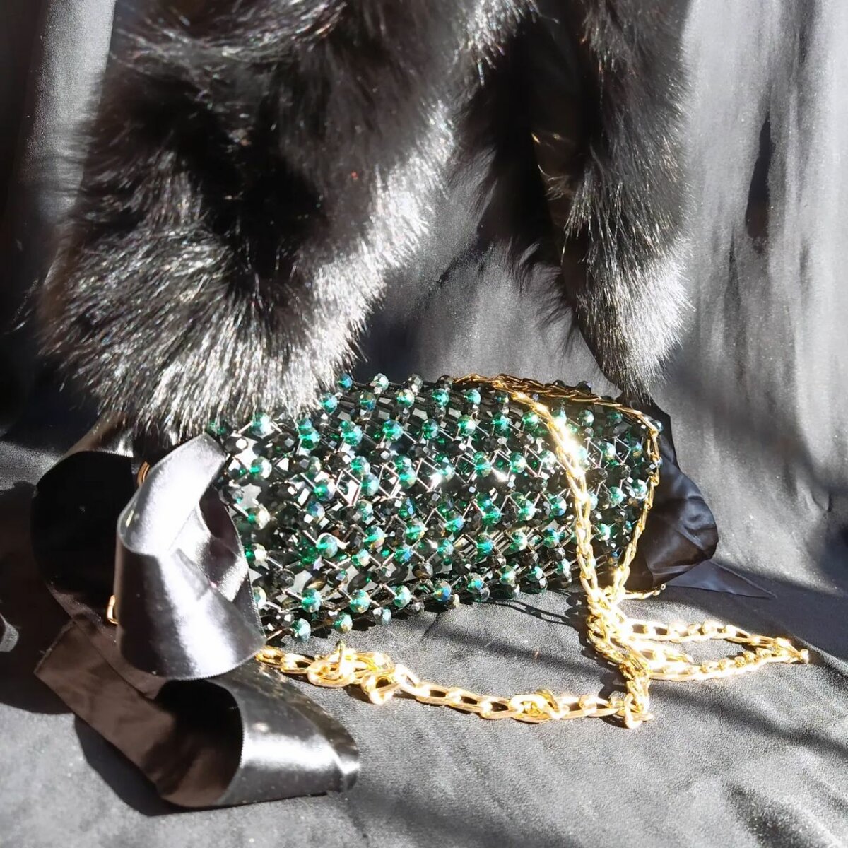 Black crystal bag