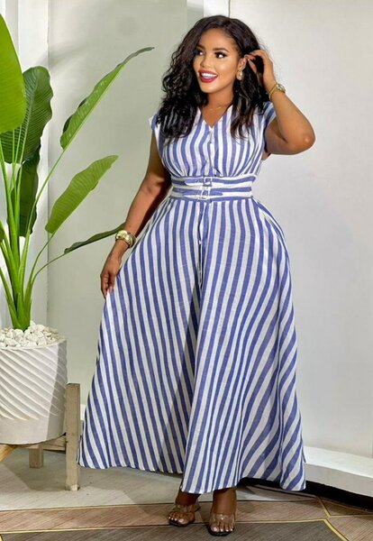 Robe Maxi Rayée Élégante