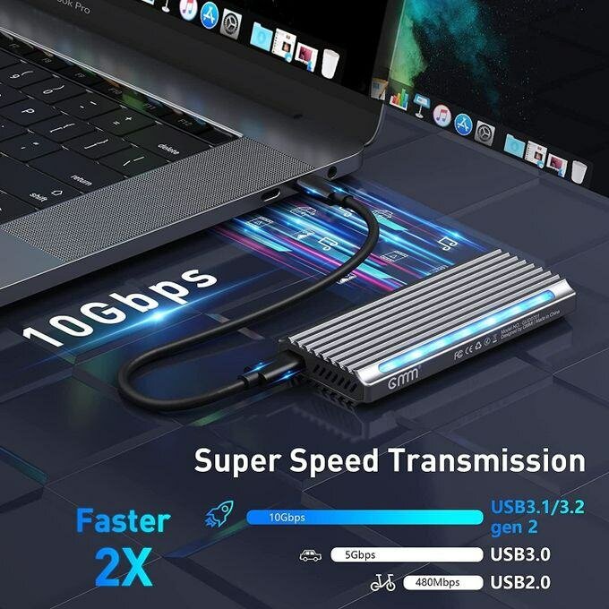 Boîtier SSD Externe RGB M.2 NVME/SATA  Gigabit