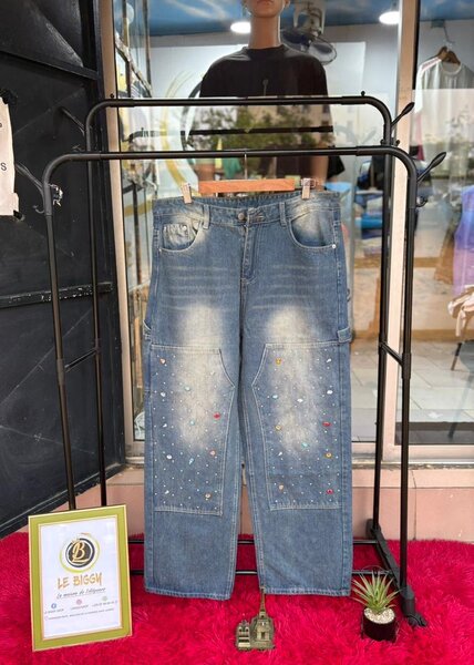 Jean décontracté brodé