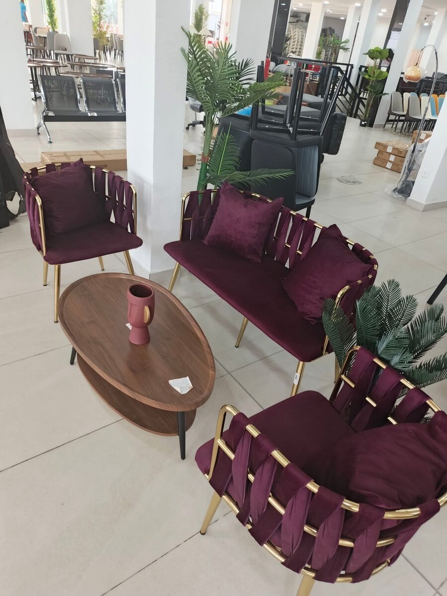 Ensemble salon moderne en velours