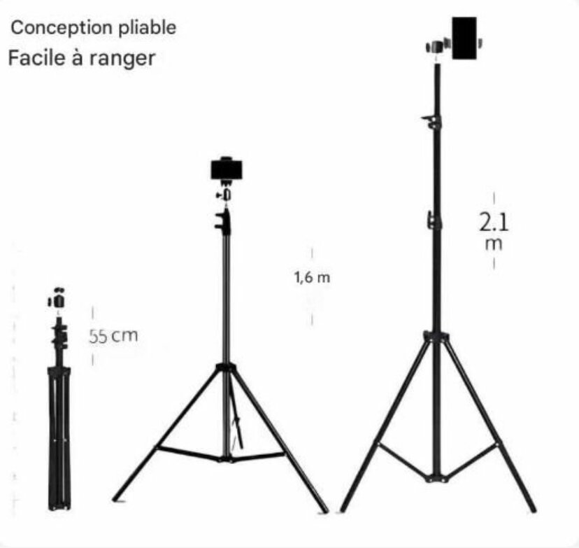 Trépied Téléphone Réglable 2.1m avec Télécommande