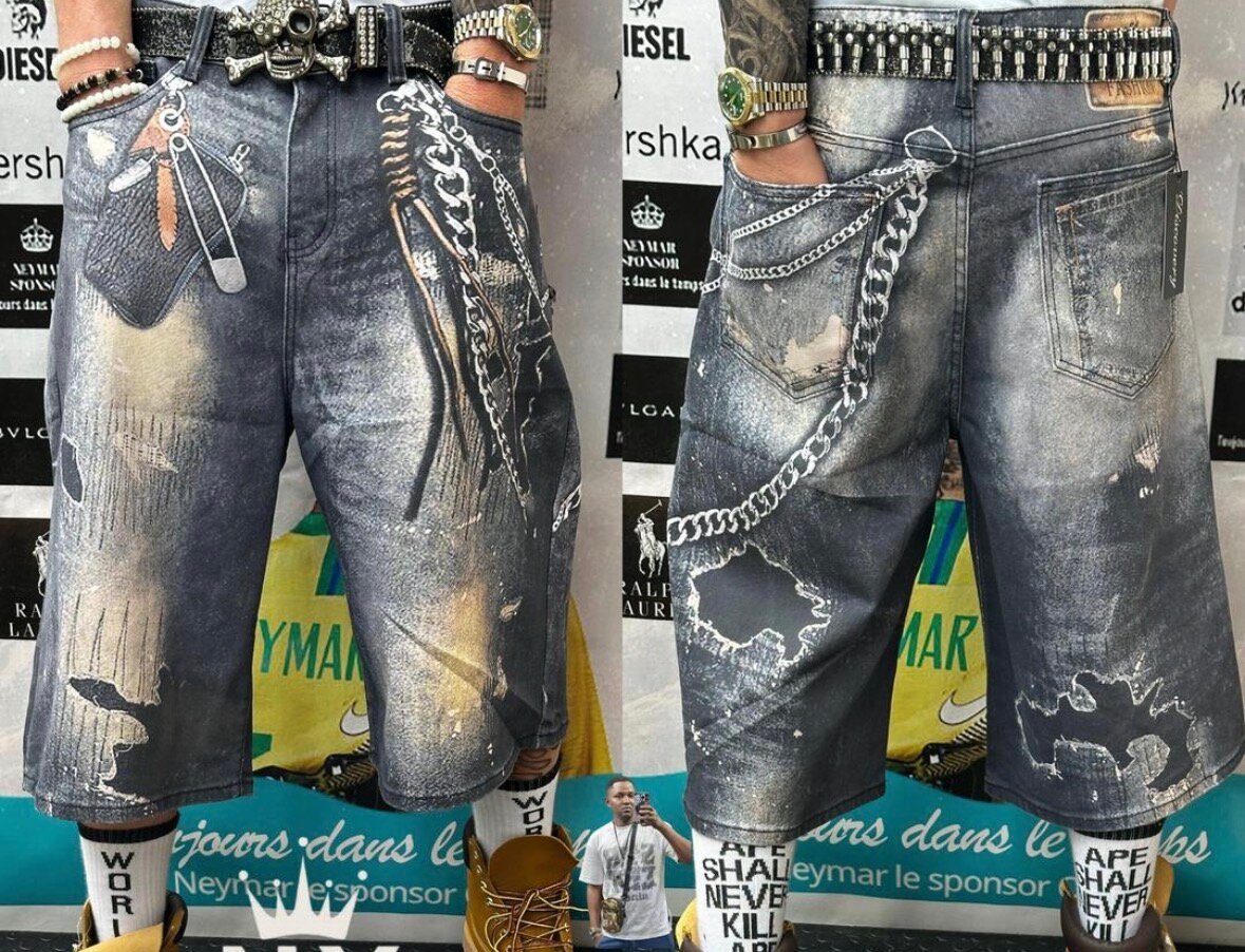 Bermudas en jean style punk