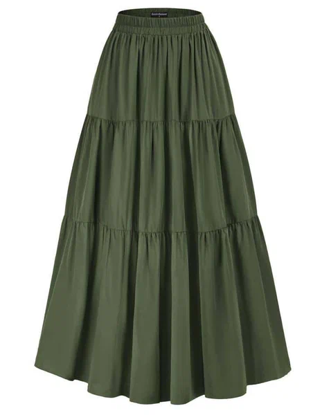 Jupe longue bohème verte