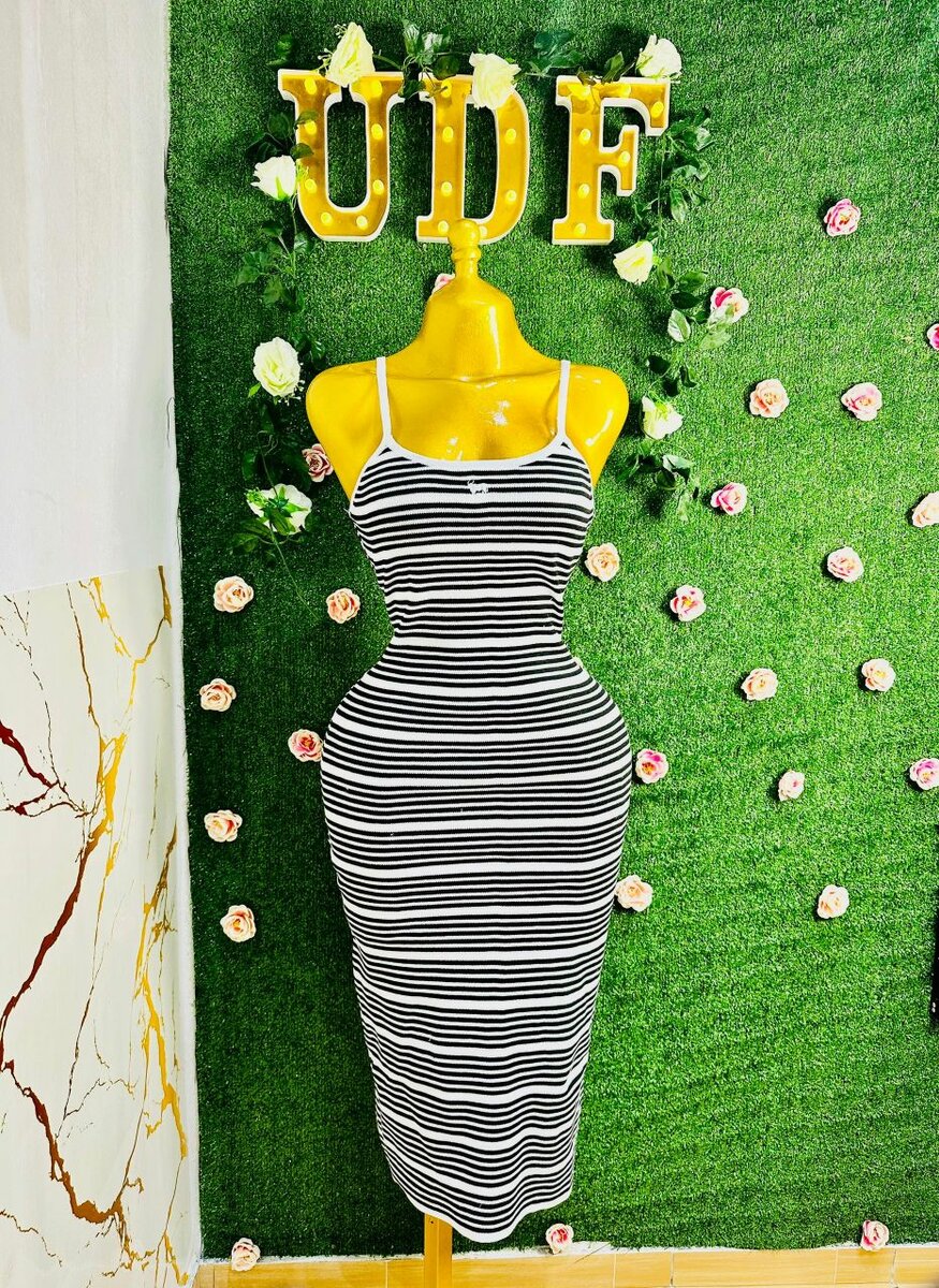 Robe longue rayée chic