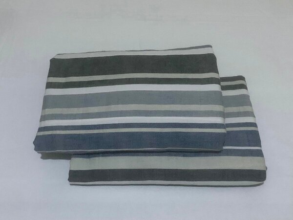Bed linen with grey and white horizontal stripes