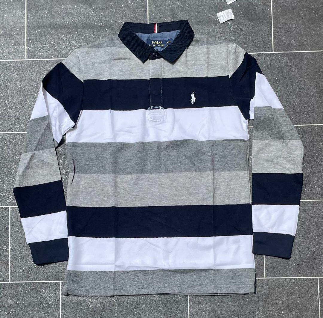 Polo rayé à manches longues homme