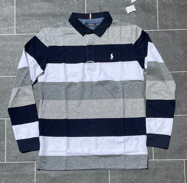 Polo rayé à manches longues homme