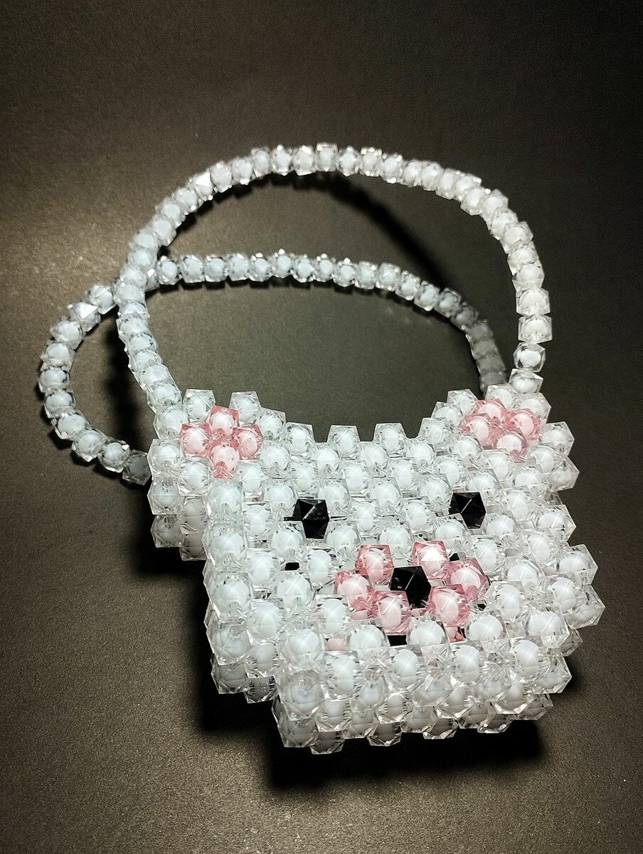 Bear shaped beaded bag