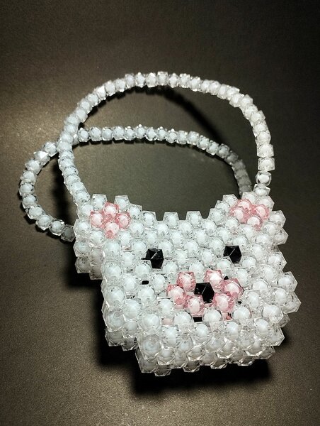 Bear shaped beaded bag