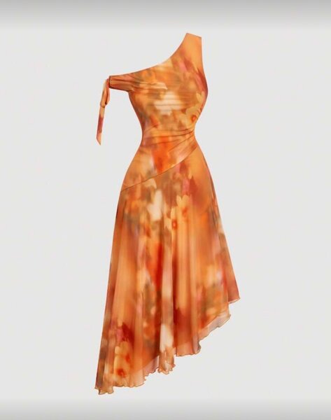 Robe fleurie asymétrique