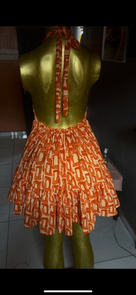 Robe d'été orange imprimée