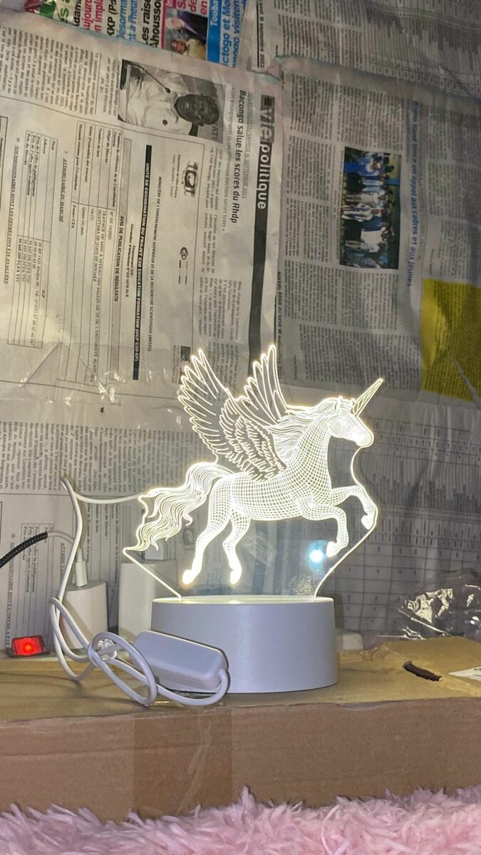 Lampe 3D Licorne Magique