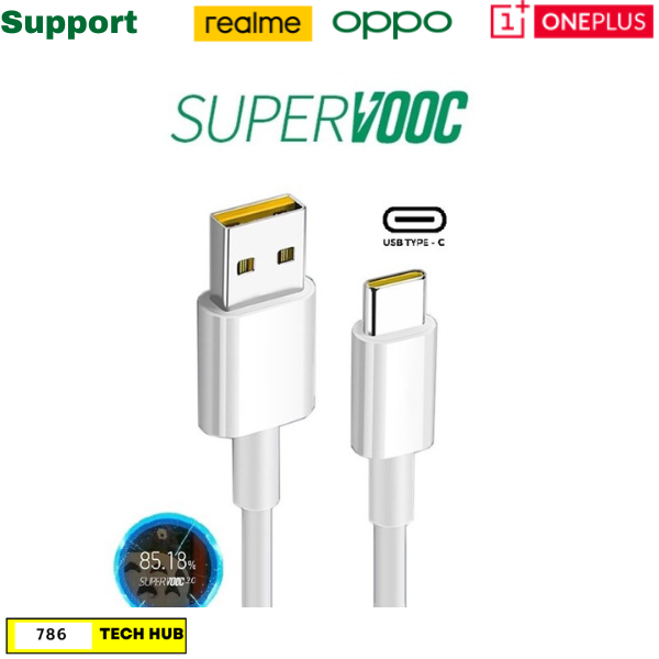 Original 65W SUPER VOOC USB to Type C Fast Charging Cable Compatible for Realme Oppo & Oneplus Models