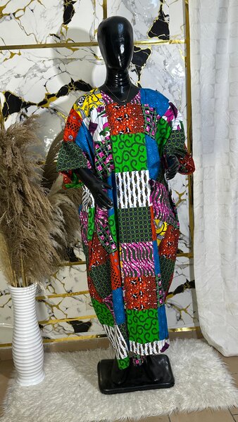 Robe longue en wax colorée