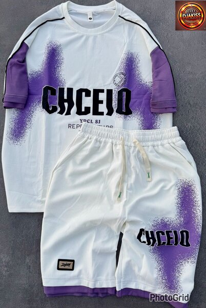 Ensemble sport violet-blanc