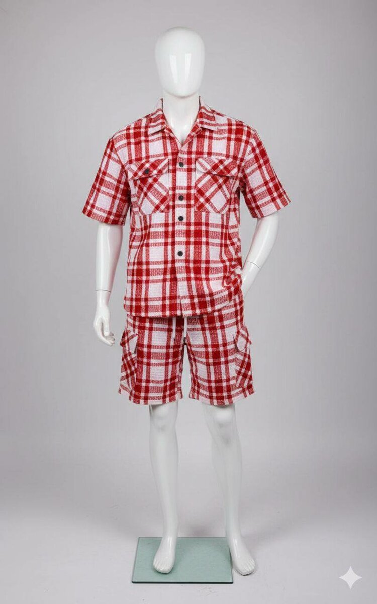 Ensemble chemise et short à carreaux