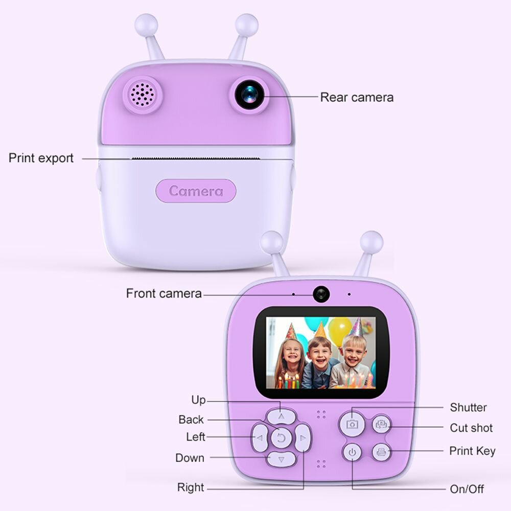 Kids Instant Print Camera Kids 1080P Digital Camera Dual Len