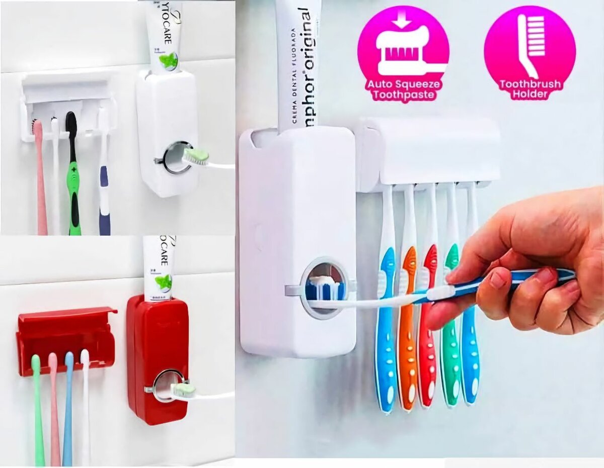 Automatic Toothpaste DispenserToothbrush Holder Squeezer