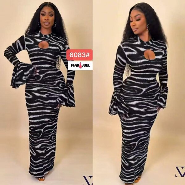 Robe longue élégante à rayures