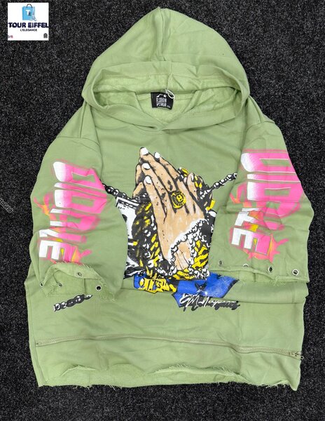 Hoodie vert imprimé urbain