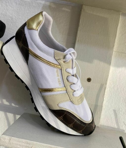 Stylish White Gold Sneakers