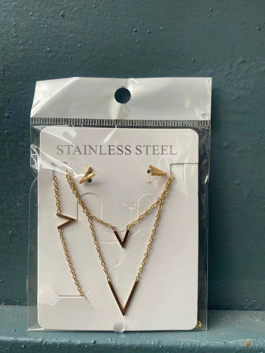 Colliers et Boucles d'Oreilles en Acier Inoxydable Doré