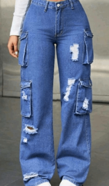 Jean cargo déchiré tendance