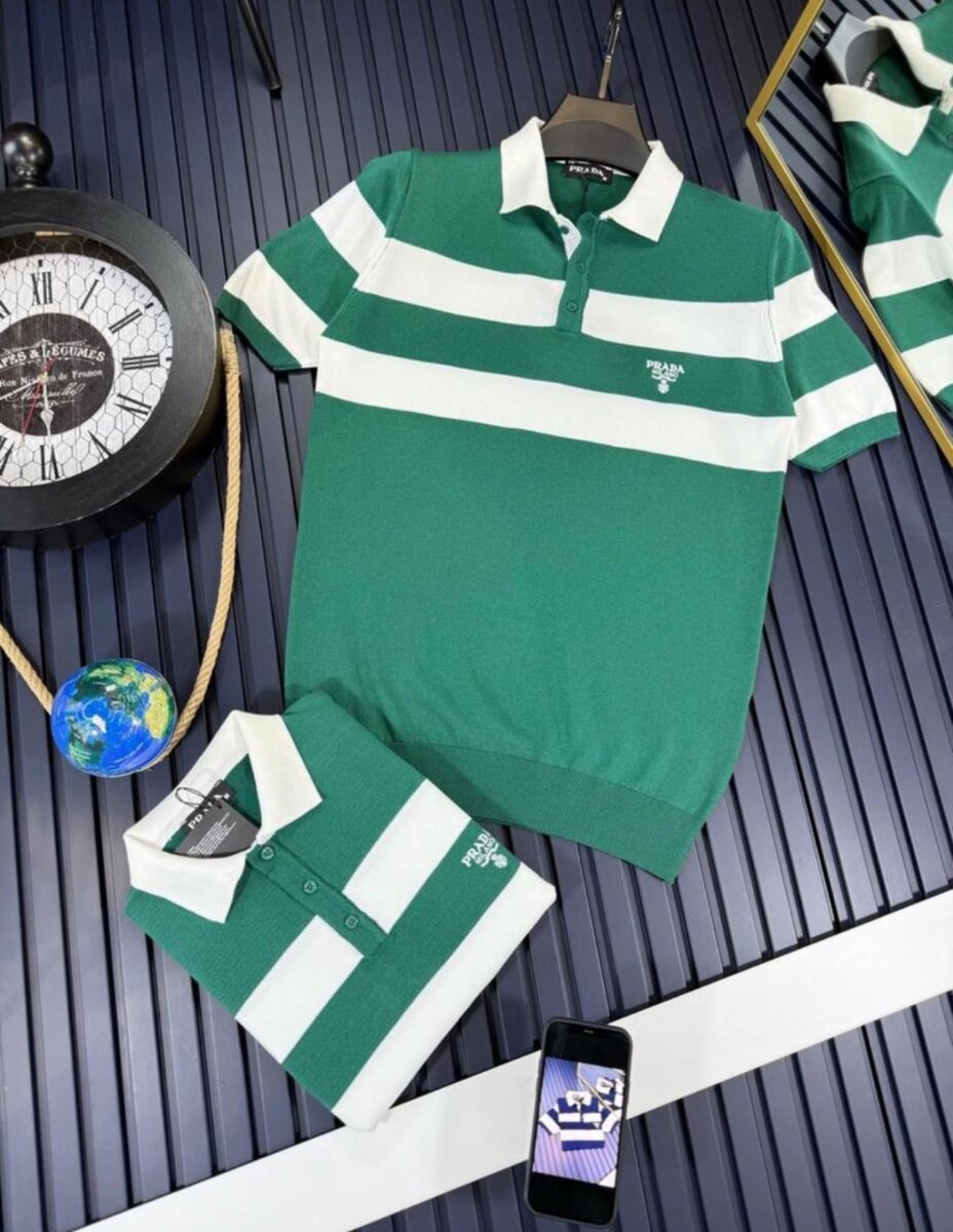 Polo rayé vert pour hommes