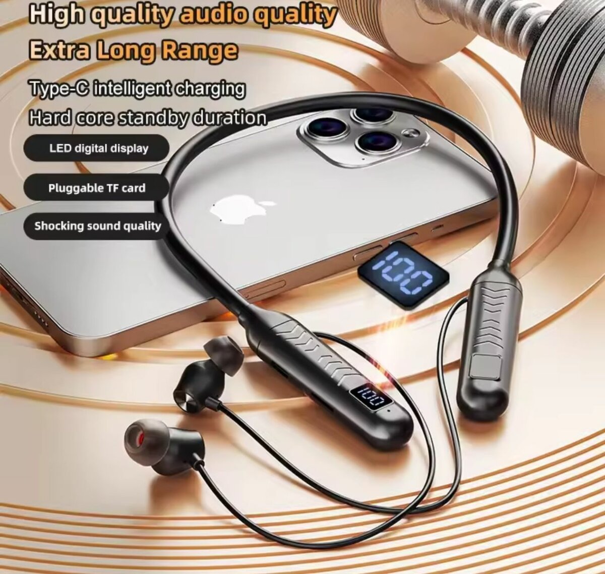 Casque BT sans fil avec affichage numérique